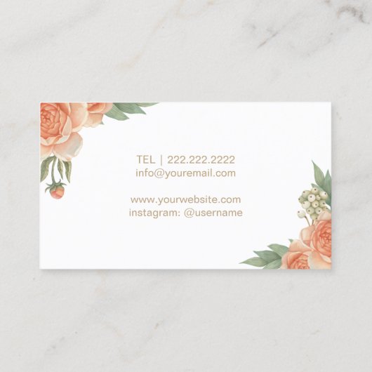 Makeup Artist Hair Stylist  Floral Monogram Visitekaartje (Achterkant)