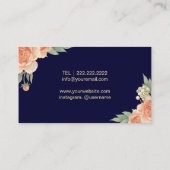 Makeup Artist Hair Stylist  Floral Navy Visitekaartje (Achterkant)