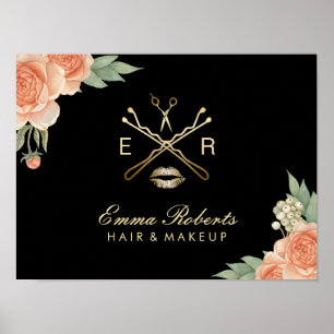 Makeup Artist Hair Stylist Floral Salon Poster