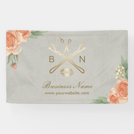 Makeup Artist Hair Stylist  Floral Salon Spandoek (Horizontaal)