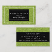 Makeup Artist Hair Stylist Funky Green Glitter Visitekaartje (Voorkant / Achterkant)