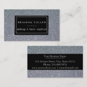 Makeup Artist Hair Stylist Funky Silver Glitter Visitekaartje (Voorkant / Achterkant)