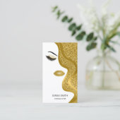 Makeup Artist Hair Stylist Gold Glitter Business Visitekaartje (Staand voorkant)