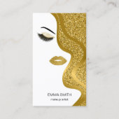 Makeup Artist Hair Stylist Gold Glitter Business Visitekaartje (Voorkant)