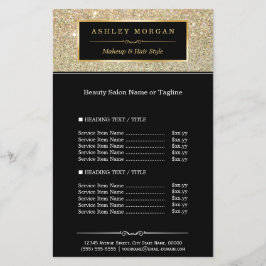 Makeup Artist Hair Stylist Gold Glitter Glamour Flyer