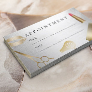 Makeup Artist Hair Stylist Gold Silver Appointment Afsprakenkaartje