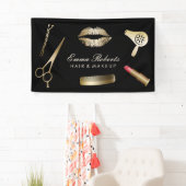 Makeup Artist Hair Stylist Modern Black & Gold Spandoek (Insitu)