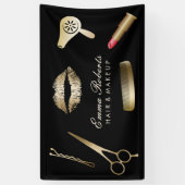 Makeup Artist Hair Stylist Modern Black & Gold Spandoek (Verticaal)