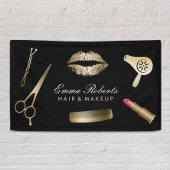 Makeup Artist Hair Stylist Modern Black & Gold Spandoek