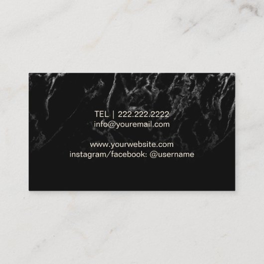 Makeup Artist Hair Stylist Modern Black Marble Visitekaartje (Achterkant)