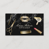 Makeup Artist Hair Stylist Modern Black Marble Visitekaartje (Voorkant)