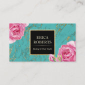 Makeup Artist Hair Stylist Modern Floral Blauwgroe Visitekaartje (Voorkant)