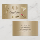 Makeup Artist Hair Stylist Modern Gold Foil Salon Visitekaartje (Voorkant / Achterkant)