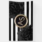 Makeup Artist Hair Stylist Modern Monogram Floral Spandoek (Verticaal)