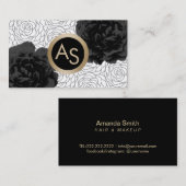 Makeup Artist Hair Stylist Modern Monogram Floral Visitekaartje (Voorkant / Achterkant)