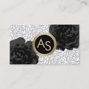 Makeup Artist Hair Stylist Modern Monogram Floral Visitekaartje