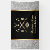 Makeup Artist Hair Stylist Modern Silver Glitter Spandoek (Verticaal)