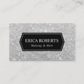 Makeup Artist Hair Stylist Modern Silver Glitter Visitekaartje (Voorkant)