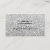 Makeup Artist & Hair Stylist Modern Silver Glitter Visitekaartje (Achterkant)