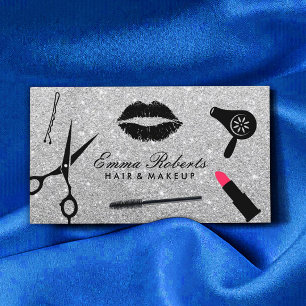 Makeup Artist & Hair Stylist Modern Silver Glitter Visitekaartje