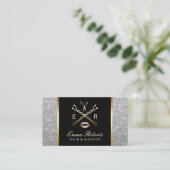 Makeup Artist Hair Stylist Modern Silver Glitter Visitekaartje (Staand voorkant)