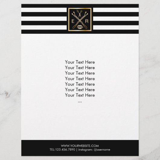 Makeup Artist Hair Stylist Modern Stripes Salon Flyer (Voorkant)
