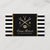 Makeup Artist Hair Stylist Modern Stripes Visitekaartje (Voorkant)