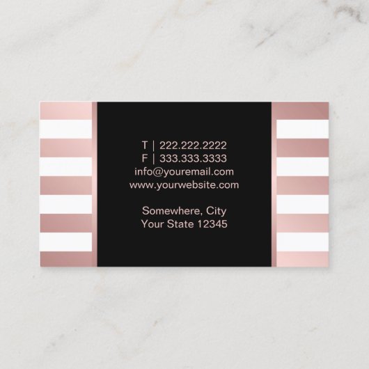 Makeup Artist Hair Stylist Moderne Roos Gold Strip Visitekaartje (Achterkant)