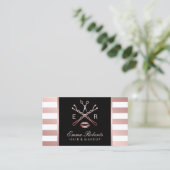Makeup Artist Hair Stylist Moderne Roos Gold Strip Visitekaartje (Staand voorkant)