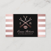 Makeup Artist Hair Stylist Moderne Roos Gold Strip Visitekaartje (Voorkant)