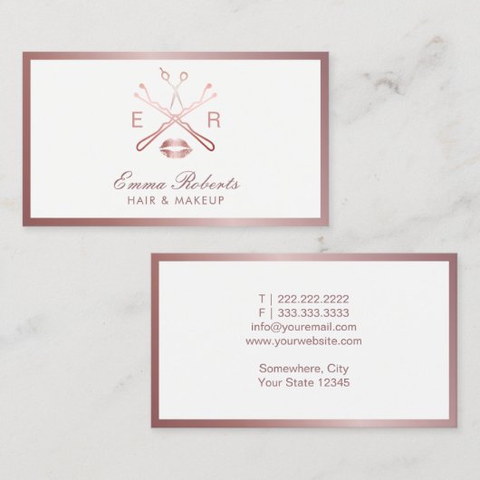Makeup Artist Hair Stylist Roos Gold Beauty Logo Visitekaartje (Voorkant / Achterkant)