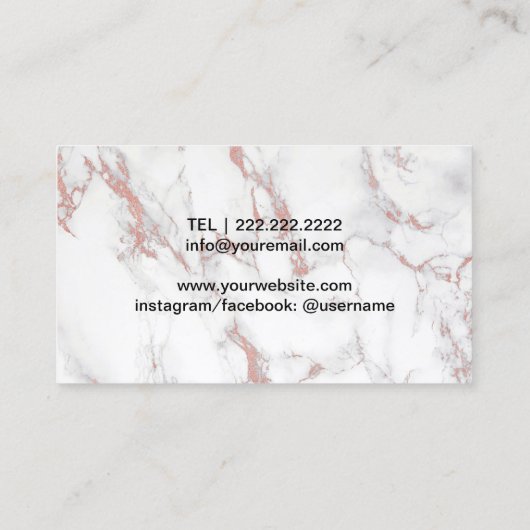 Makeup Artist Hair Stylist Roos Gold Marble Visitekaartje (Achterkant)