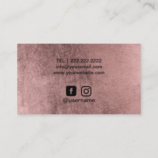 Makeup Artist Hair Stylist Salon Modern Roos Gold Visitekaartje (Achterkant)