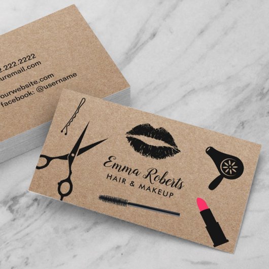 Makeup Artist & Hair Stylist Salon Rustic Kraft Visitekaartje