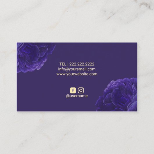 Makeup Artist Hair Stylist Violet Floral Beauty Visitekaartje (Achterkant)