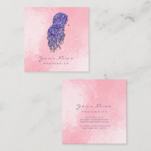Makeup Artist Hairdresser Lashes Mermaid Square Vierkante Visitekaartje (Voorkant / Achterkant)