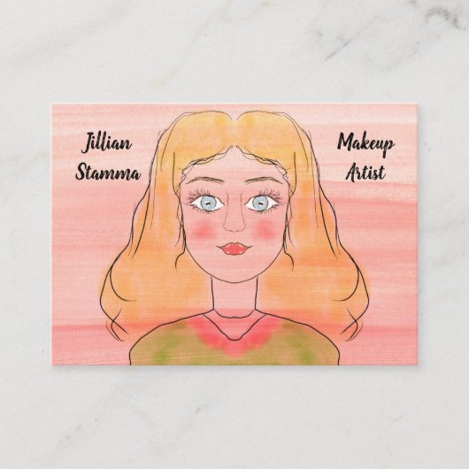 Makeup Artist Hand Drawn Voman Visitekaartje (Voorkant)