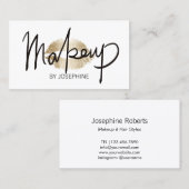 Makeup Artist Hand Lettering Gold Kiss minimalist Visitekaartje (Voorkant / Achterkant)