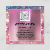 Makeup ARTIST Holograaf Uniek QR CODE Logo Roos Vierkante Visitekaartje (Achterkant)