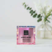 Makeup ARTIST Holograaf Uniek QR CODE Logo Roos Vierkante Visitekaartje (Staand voorkant)