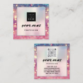 Makeup ARTIST Holograaf Unieke QR CODE Logo Glitte Vierkante Visitekaartje (Voorkant / Achterkant)