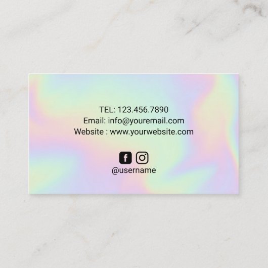 Makeup Artist Holographic  Floral Salon Visitekaartje (Achterkant)