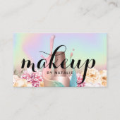 Makeup Artist Holographic Floral Salon Visitekaartje (Voorkant)