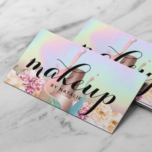 Makeup Artist Holographic Floral Salon Visitekaartje