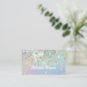 Makeup Artist Holographic Glitter QR Code Blue Visitekaartje (Staand voorkant)