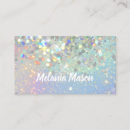 Makeup Artist Holographic Glitter QR Code Blue Visitekaartje