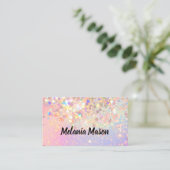 Makeup Artist Holographic Glitter QR Code Roze Visitekaartje (Staand voorkant)
