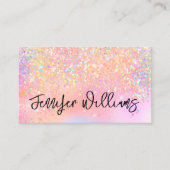 Makeup Artist Holographic Glitter Script Pastel Visitekaartje (Voorkant)