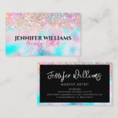 Makeup Artist Holographic Opal Glitter Iridescent Visitekaartje (Voorkant / Achterkant)