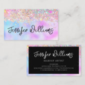 Makeup Artist Holographic Opal Glitter Rainbow Visitekaartje (Voorkant / Achterkant)